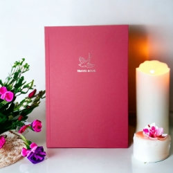 Блокнот А5 80арк.,# клітинка, "Travel book" рожевий.