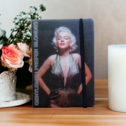 Блокнот А6, 80арк.# клітинка "Gentlemen prefer blondes" на гумці, розмір 13,5*10,5см.