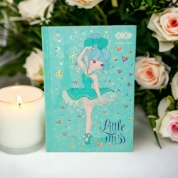 Блокнот А6, 80 арк.# клітинка, "little miss", мятний колір.