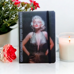 Блокнот А6, 80арк.# клітинка "Gentlemen prefer blondes" на гумці, розмір 13,5*10,5см.