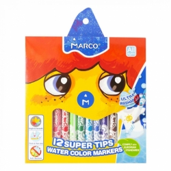 Фломастери-маркери Marco Ultra Washable 12 кольорів
