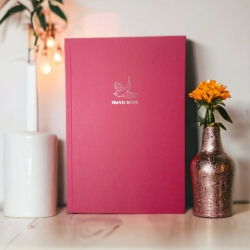 Блокнот А5 80арк.,# клітинка, "Travel book" рожевий.