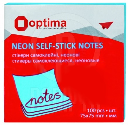 Бум. д/зам клейк 75*75 100л. голубой неон 25513-11 бренд: Optima