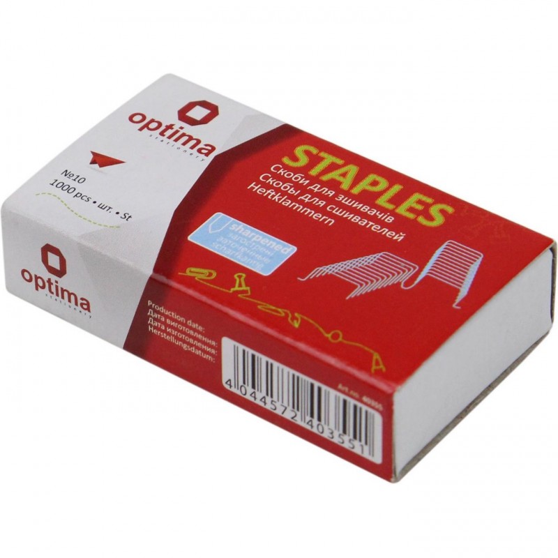 Скобы №10,100шт,золотистые,бренд: Optima