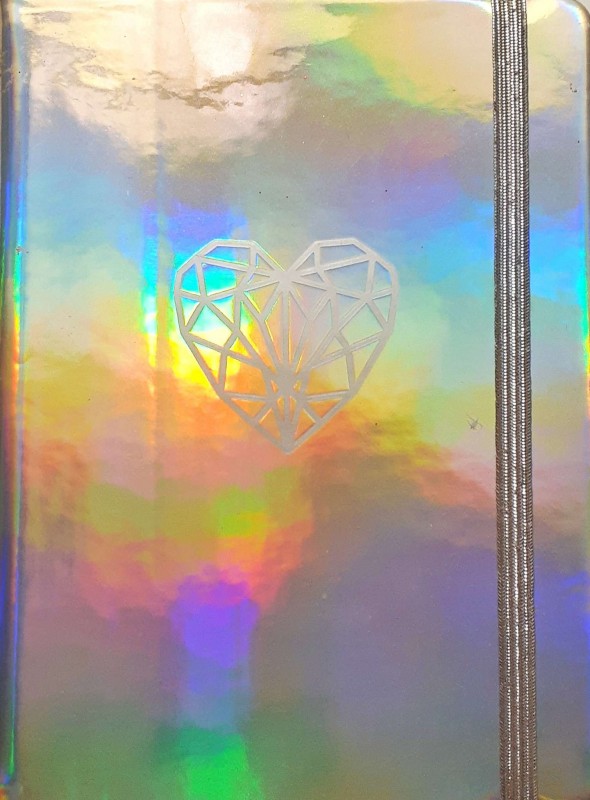 Блокнот нв резинке "Holographc heart"