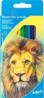 Цветные акварельные карандаши KITE "Animals" 12 шт. с кисточ.