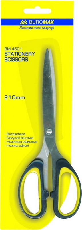 Ножницы цельномет. 21 см рез. встав/руч. 4521 бренд: Buromax