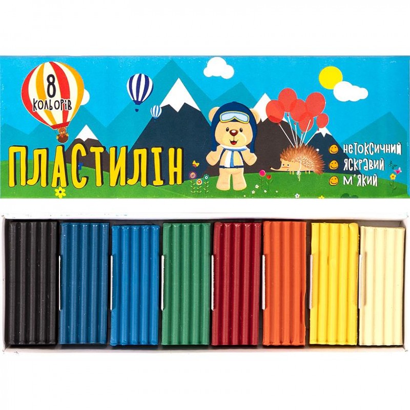 Пластилін "Мішутка" 160 гр. 8 кольорів "Mizar" ПЛ-005-МВ