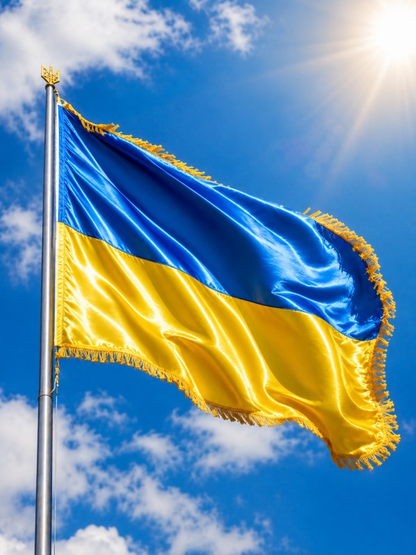 Прапор України з бахромою 140*90см атлас