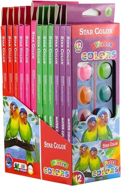 Краска акварельная 12цв "Star Color"