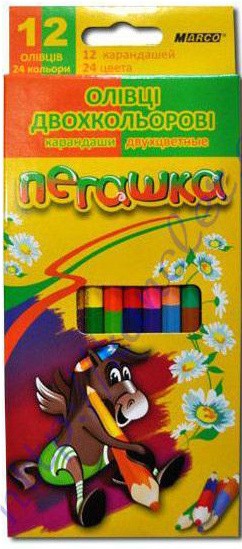 Карандаши цветн."Marco" 12шт (двухцв.) Пегашка 1011-12СВ