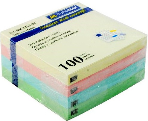 Бум. д/зам клейк 76*76мм 100л асс. 2312-99 бренд: Buromax