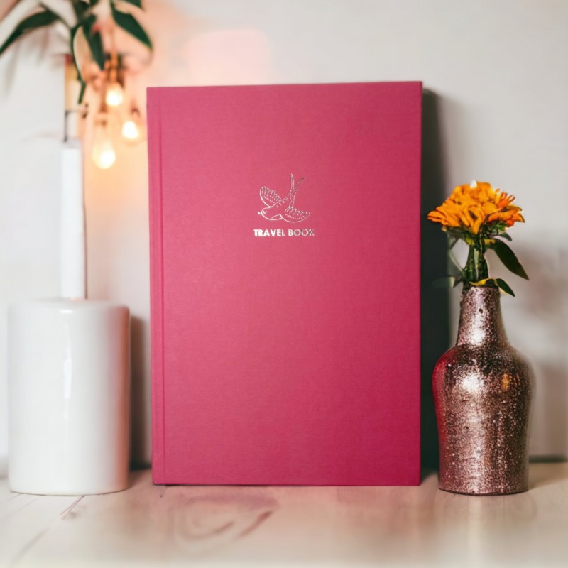 Блокнот А5 80арк.,# клітинка, "Travel book" рожевий.