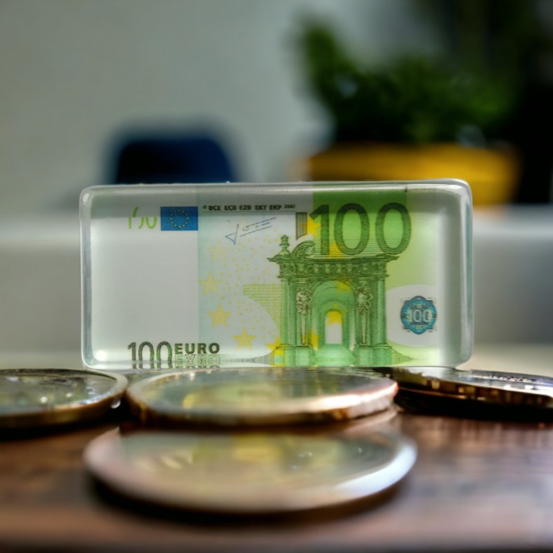 Магніт 100 євро, розмір 5.8 * 2.8 см.