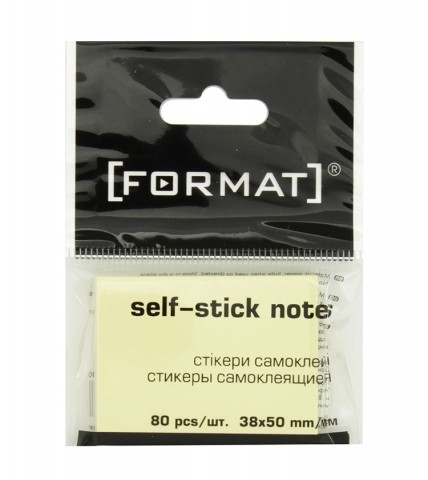 Бум. д/зам клейк 38*50 80л желт. 27930 бренд: Format